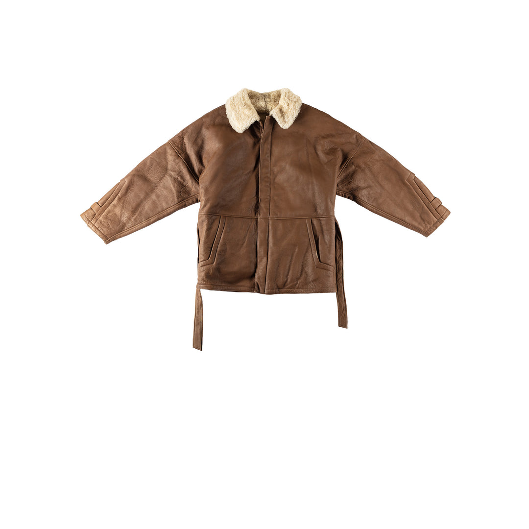 Vintage 80's Women Sheepskin Coat in BrownMN537