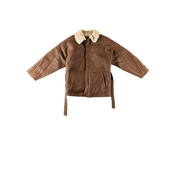 Vintage 80's Women Sheepskin Coat in BrownMN537