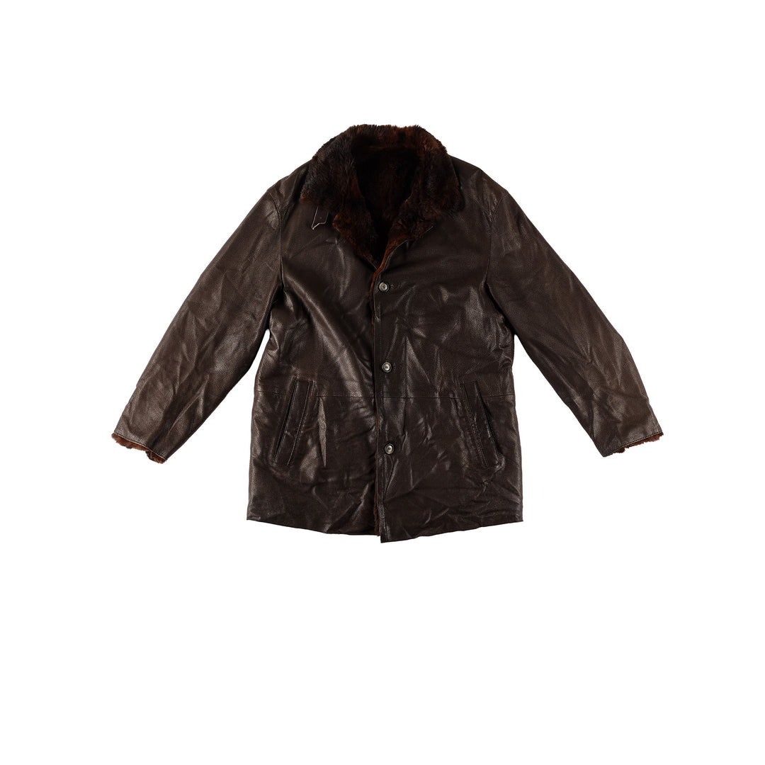Vintage 80's Men Sheepskin Coat in BrownVN521