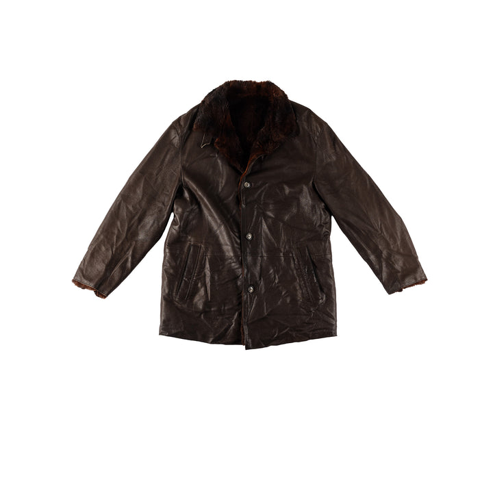 Vintage 80's Men Sheepskin Coat in BrownVN521
