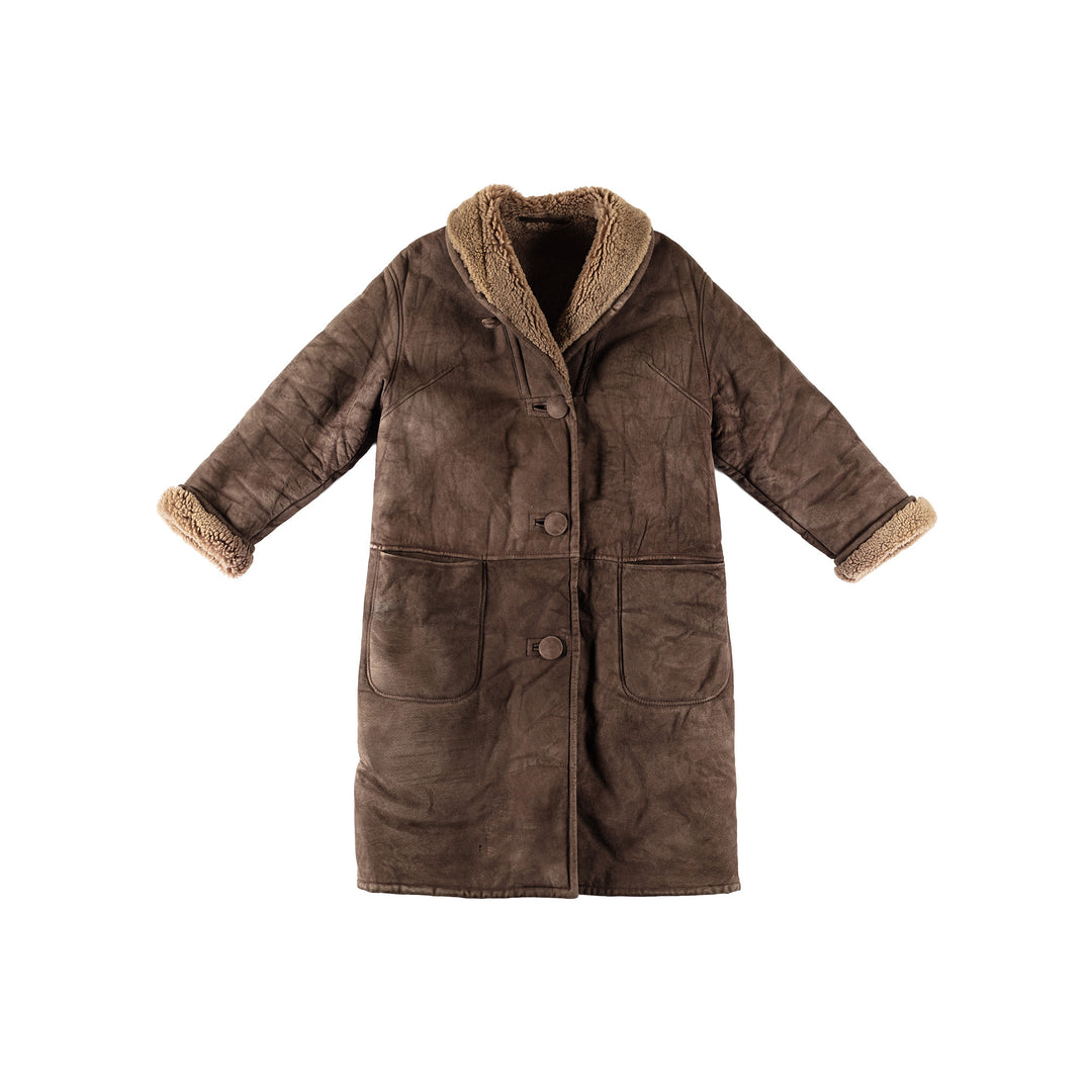 Vintage 70's Women Sheepskin Coat in BrownMN594