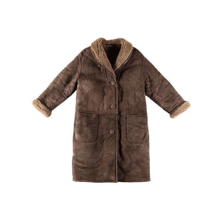 Vintage 70's Women Sheepskin Coat in BrownMN594