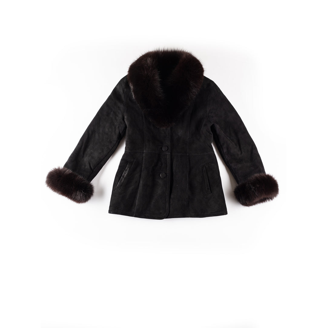 Vintage 70's Women Sheepskin Coat in BlackMN314