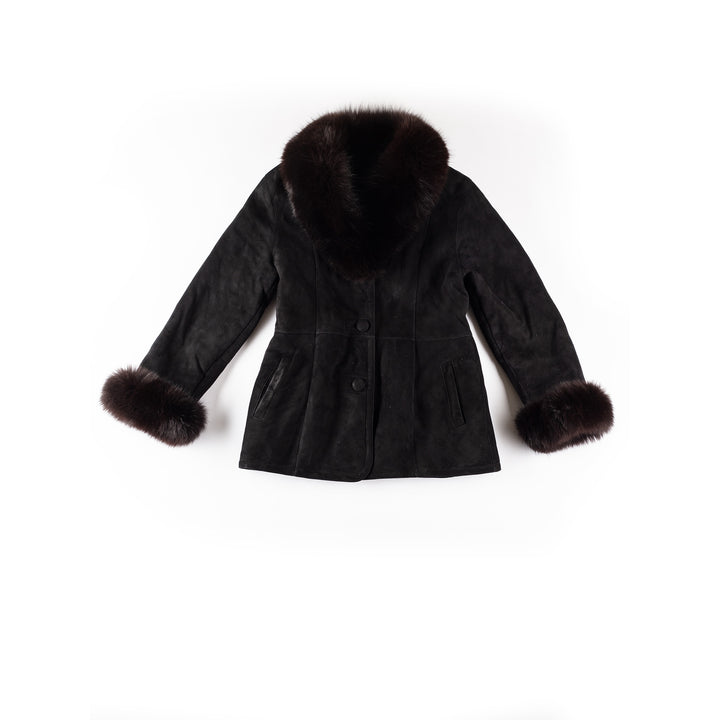 Vintage 70's Women Sheepskin Coat in BlackMN314
