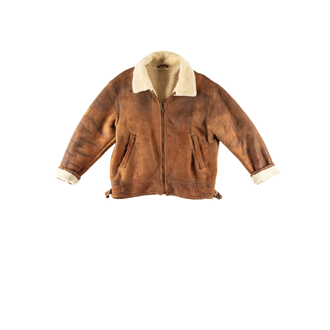 Vintage 80's Men Sheepskin Coat in BrownVN645