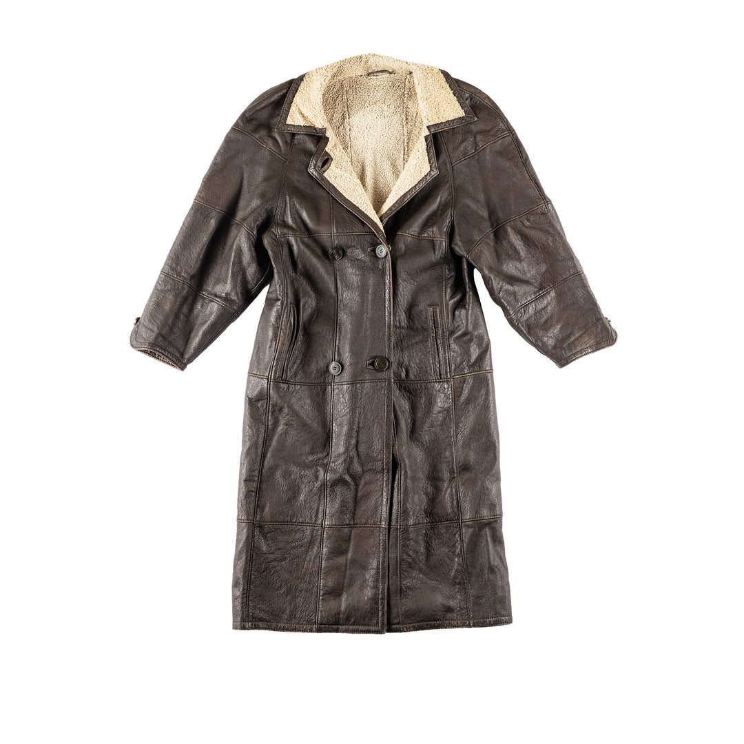 Vintage 80's Women Sheepskin Coat in BrownMN332