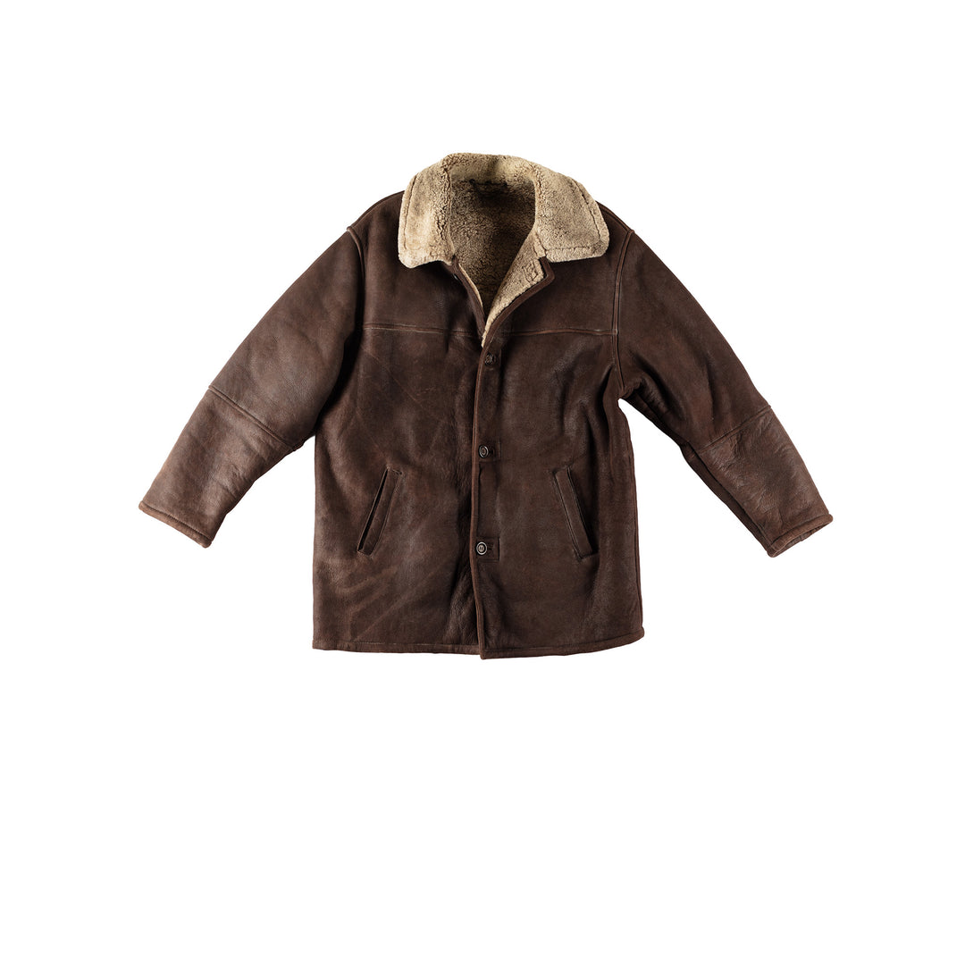 Vintage 80's Men Sheepskin Coat in BrownVN426