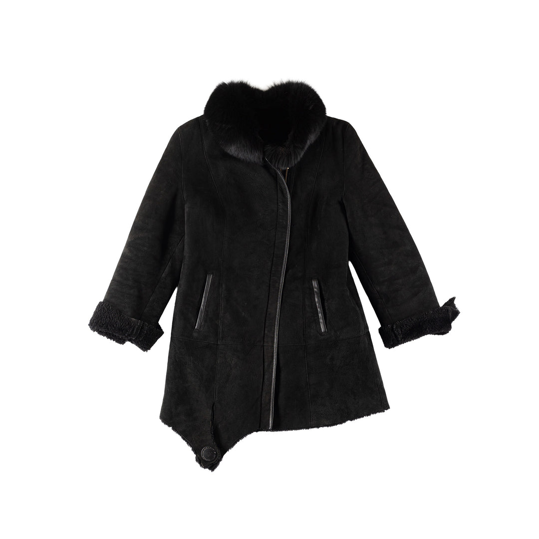 Vintage 70's Women Sheepskin Coat in BlackMN757