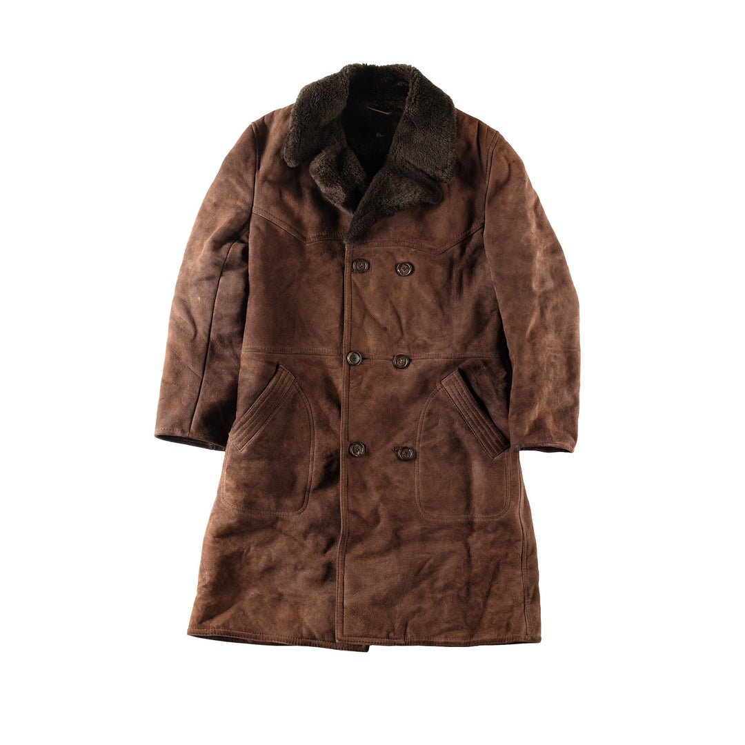 Vintage 70's Men Sheepskin Coat in Brown