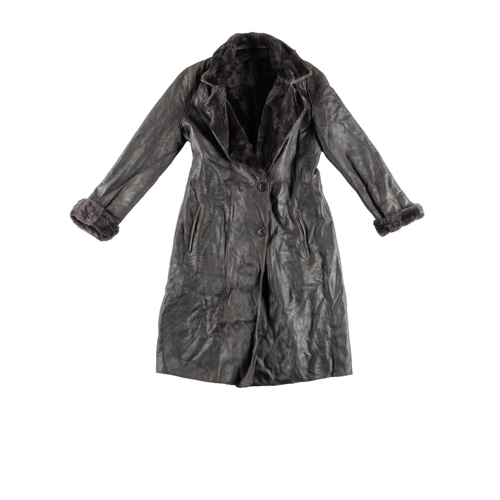 Vintage 70's Women Sheepskin Coat in GrayMN437
