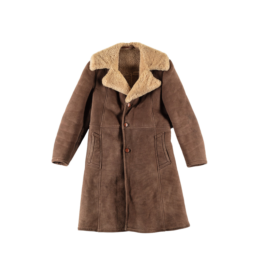 Vintage 70's Men Sheepskin Coat in BrownVN730