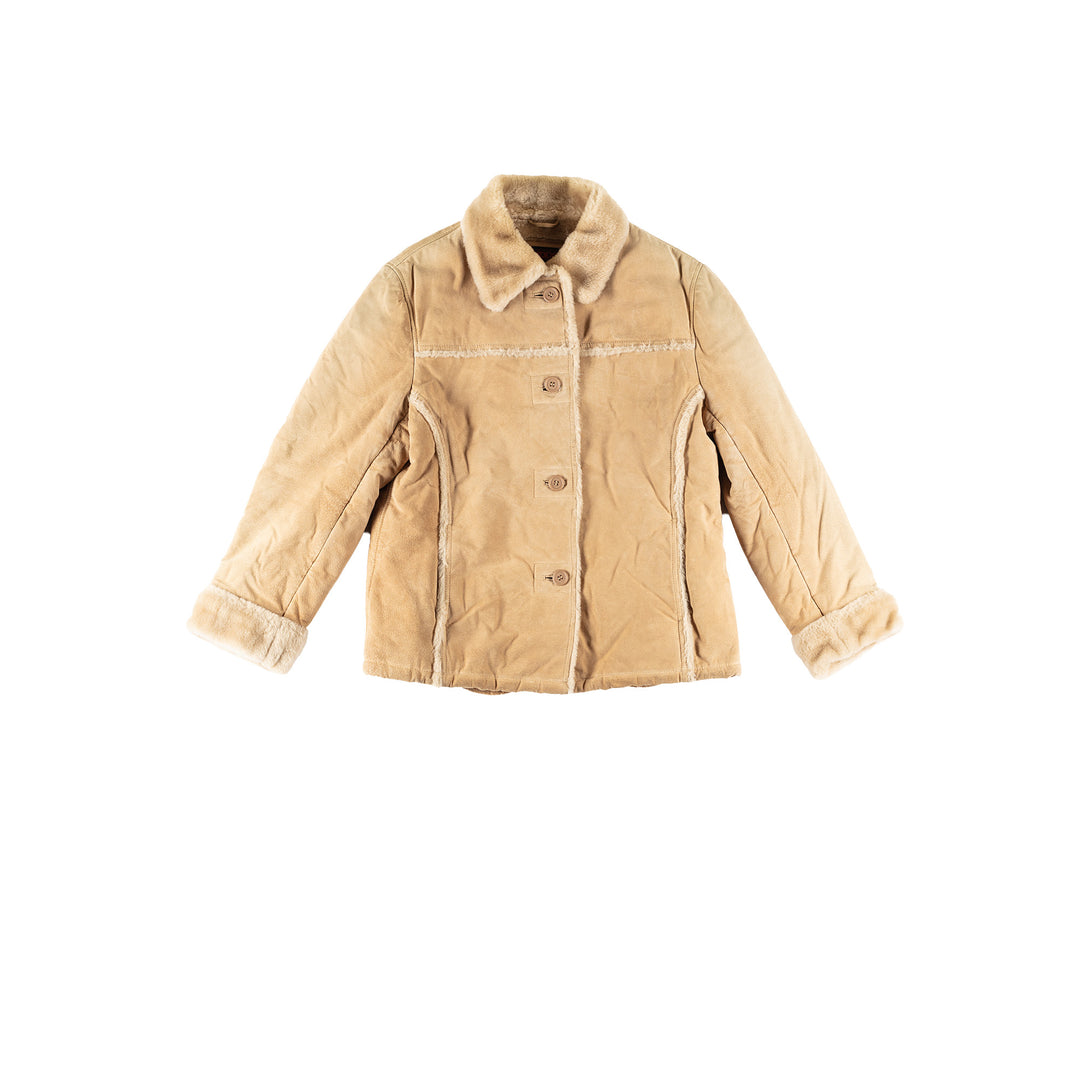 Vintage 80's Women Faux Sheepskin Jacket in BeigeMN650