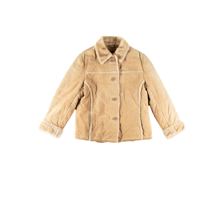 Vintage 80's Women Faux Sheepskin Jacket in BeigeMN650