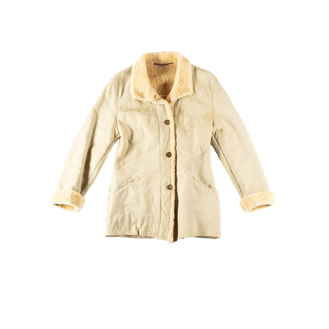 Vintage 70's Women Sheepskin Coat in BeigeMN283