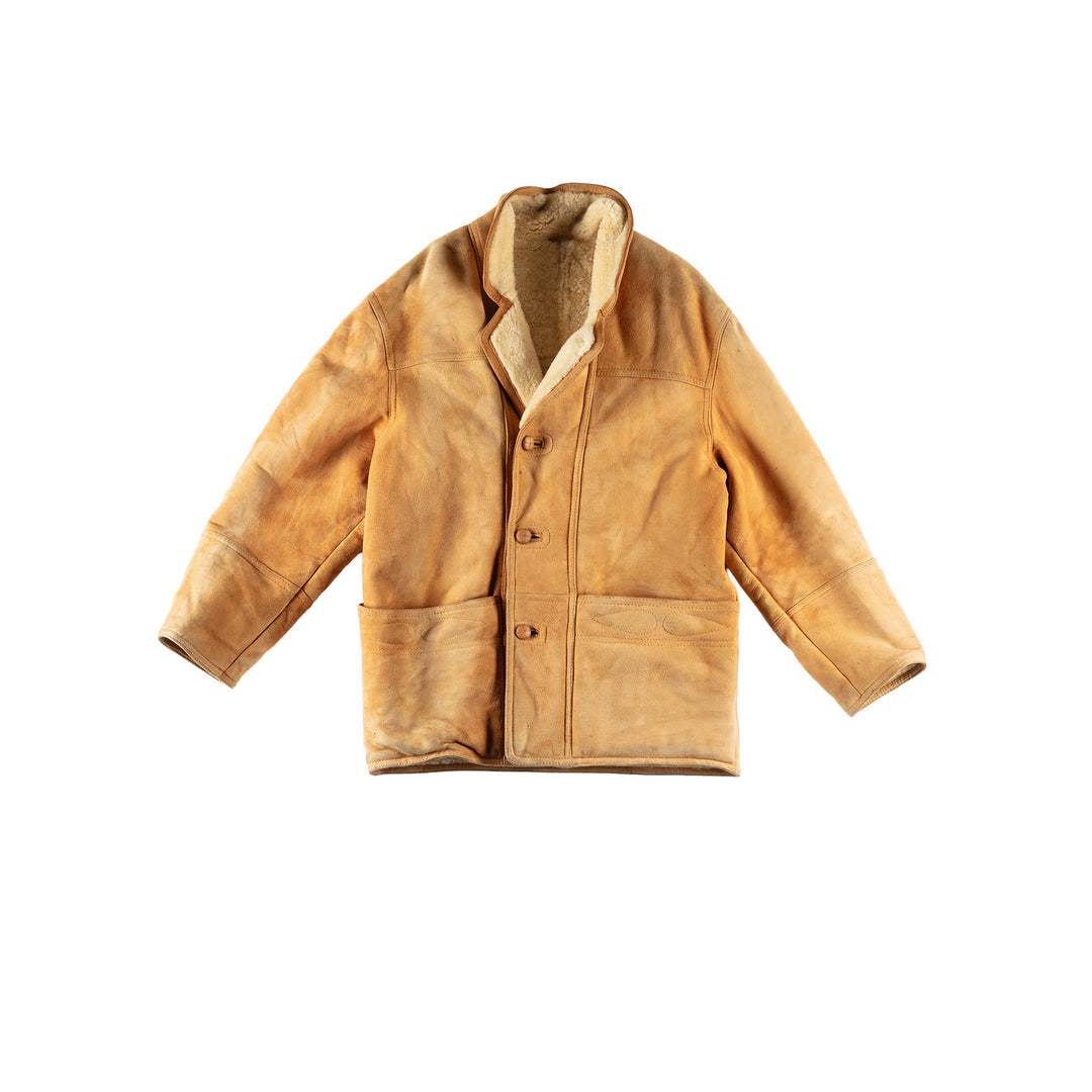 Vintage 80's Men Sheepskin Coat in BrownVN618