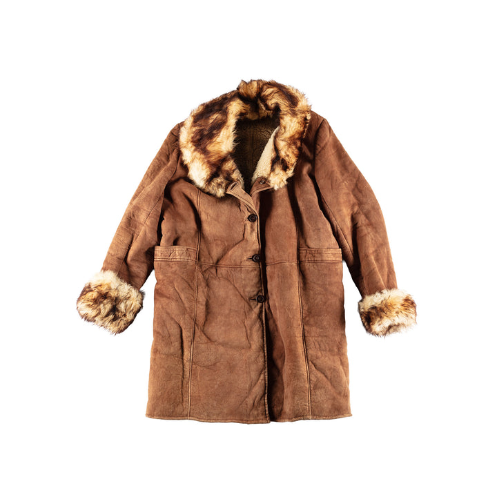 Vintage 80's Women Sheepskin Coat in BrownMN412