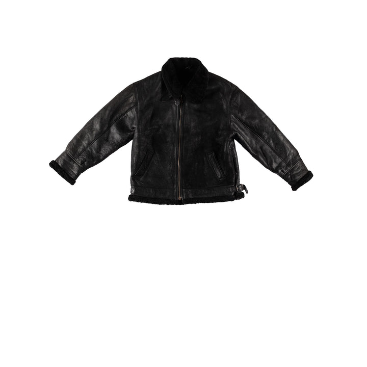 Vintage 80's Men Sheepskin Jacket in BlackVN684