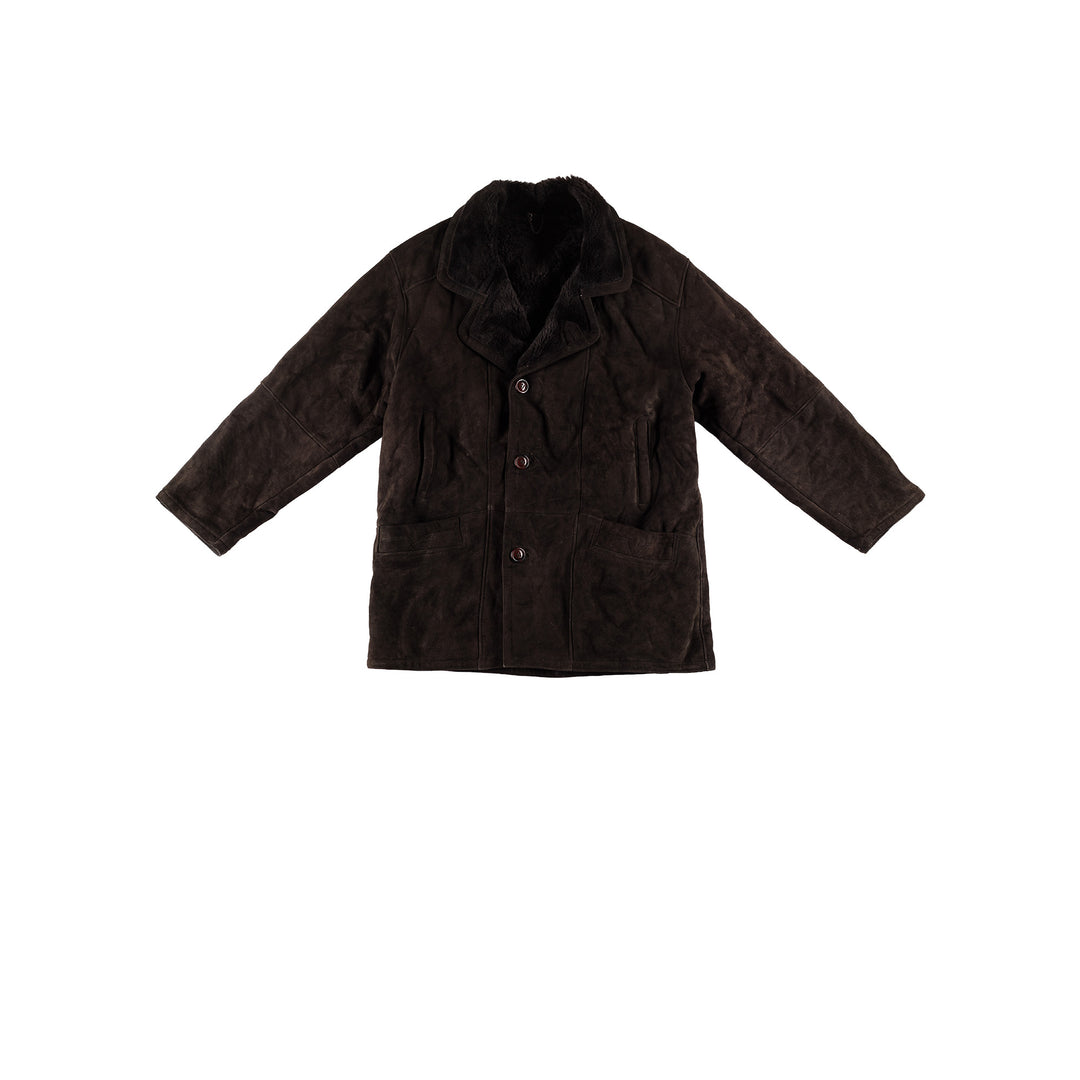 Vintage 80's Men Sheepskin Coat in BlackVN728