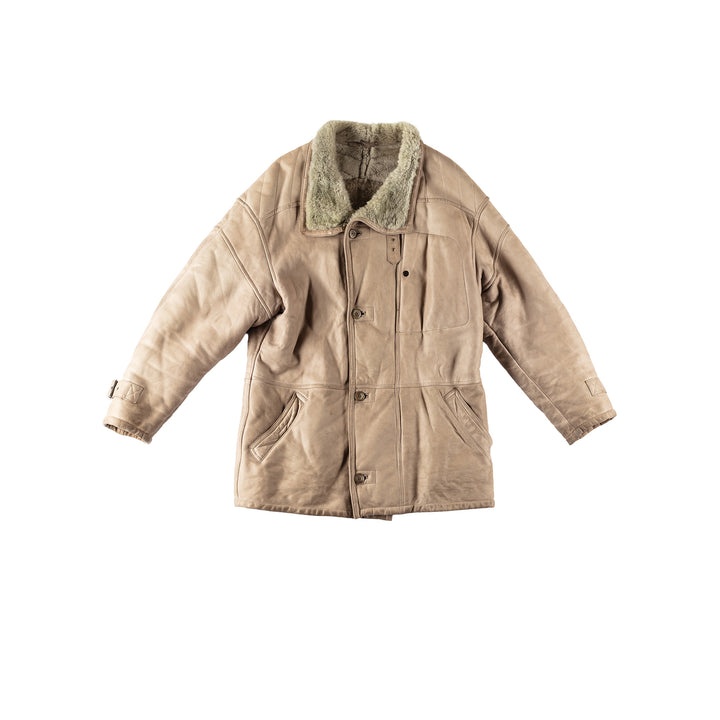 Vintage 80's Men Sheepskin Coat in BeigeVN518