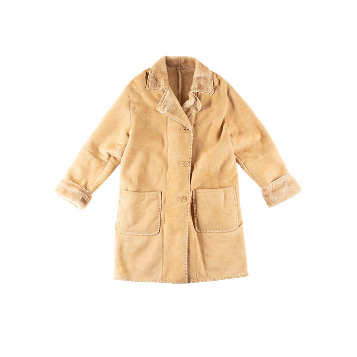 Vintage 70's Women Sheepskin Coat in BeigeMN769