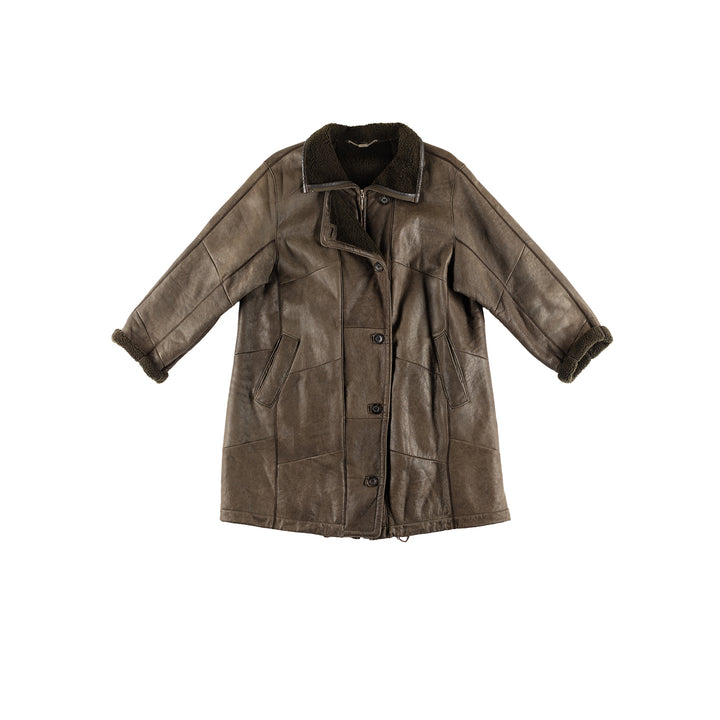 Vintage 80's Women Sheepskin Coat in GreenMN388
