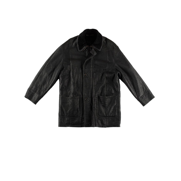 Vintage 80's Men Sheepskin Coat in BlackVN503