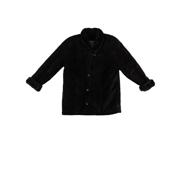 Vintage 80's Women Faux Sheepskin Coat in BlackMN667