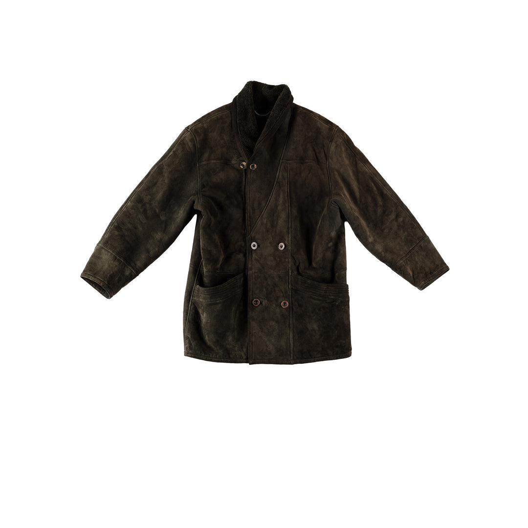 Vintage 80's Men Sheepskin Coat in GreenVN550