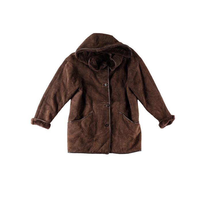 Vintage 80's Women Sheepskin Coat in BrownMN566