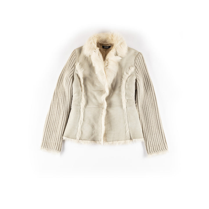 Vintage 80's Women Sheepskin Jacket in BeigeMN382