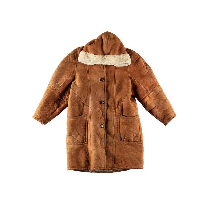 Vintage 80's Women Sheepskin Coat in BrownMN670