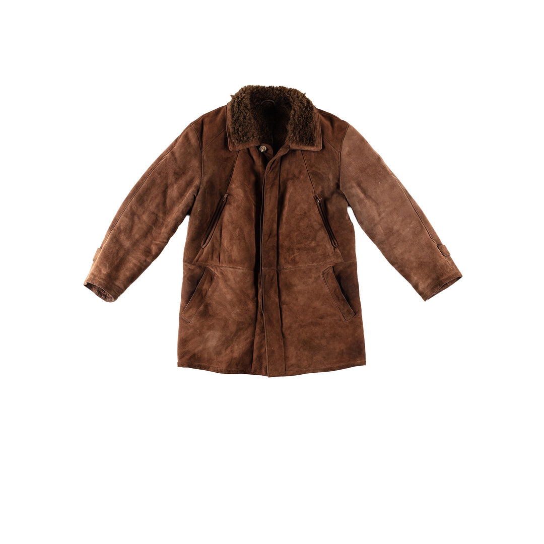 Vintage 80's Men Sheepskin Coat in BrownVN642