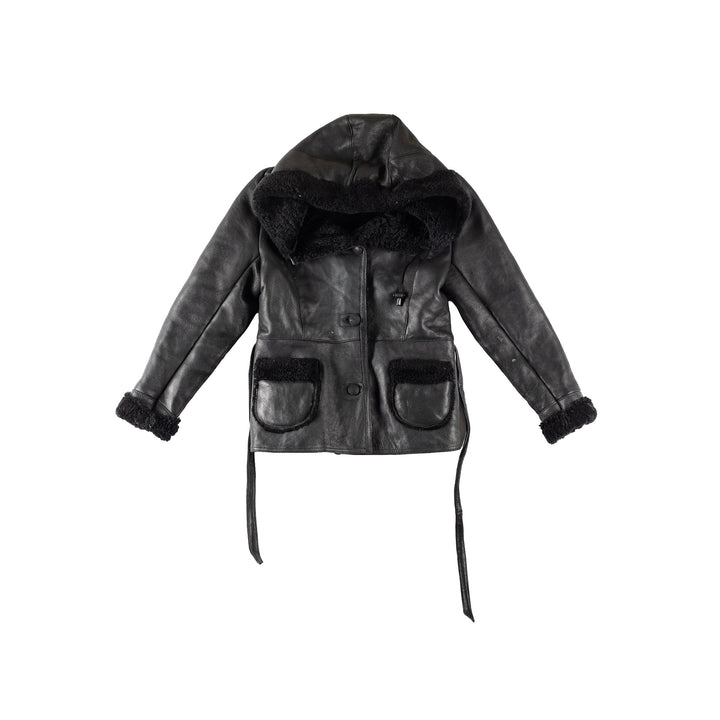 Vintage 80's Women Sheepskin Jacket in BlackMN302