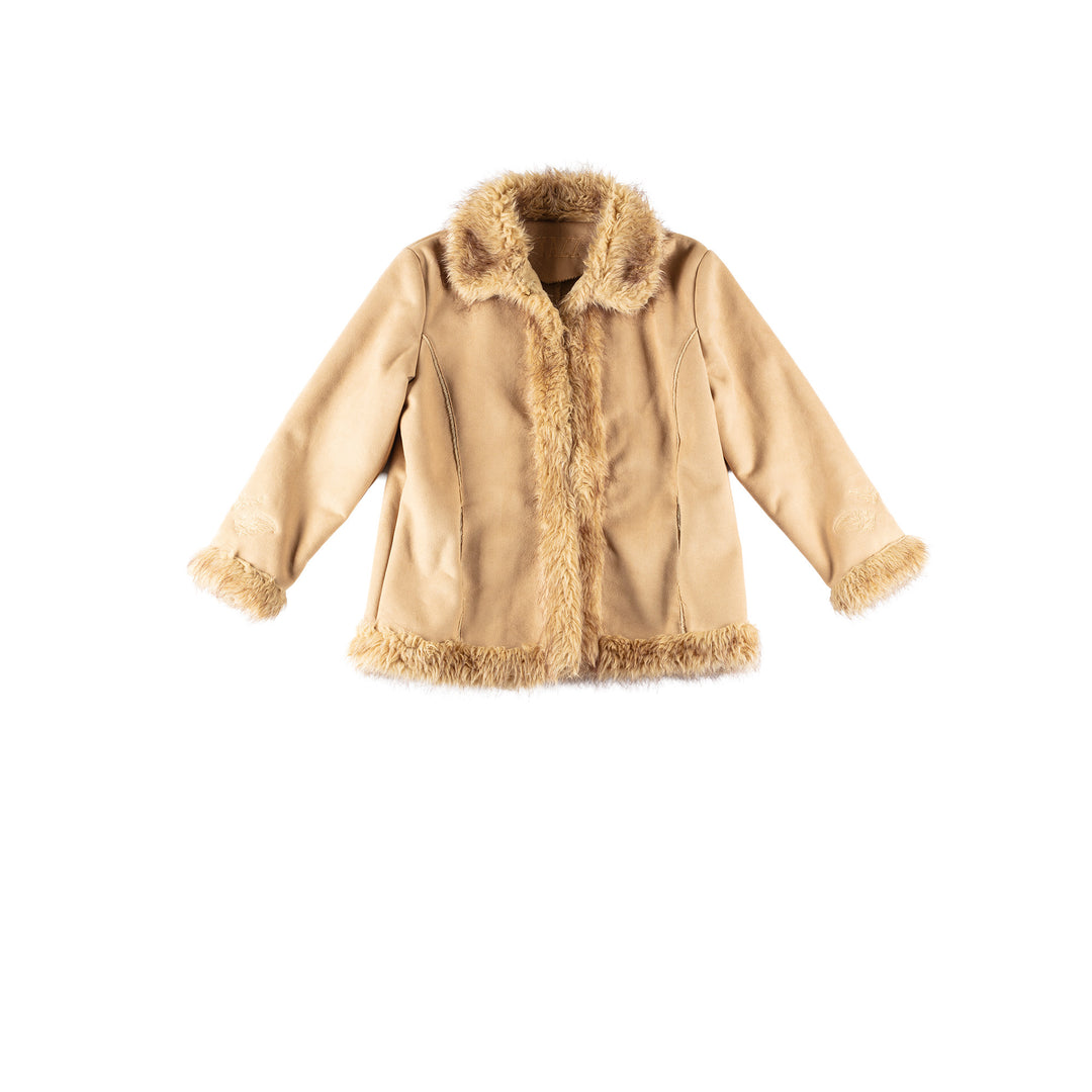 Vintage 70's Women Faux Sheepskin Coat in BeigeMN656