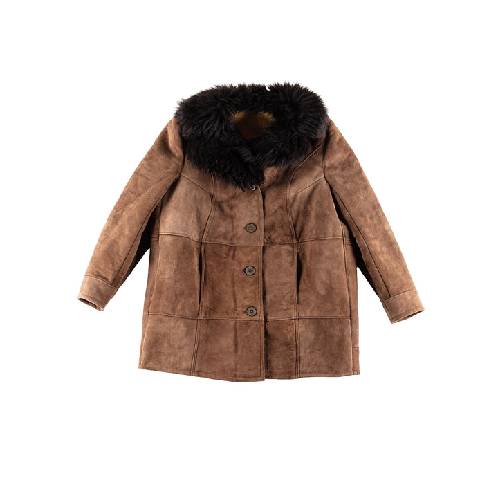 Vintage 80's Women Sheepskin Coat in BrownMN423