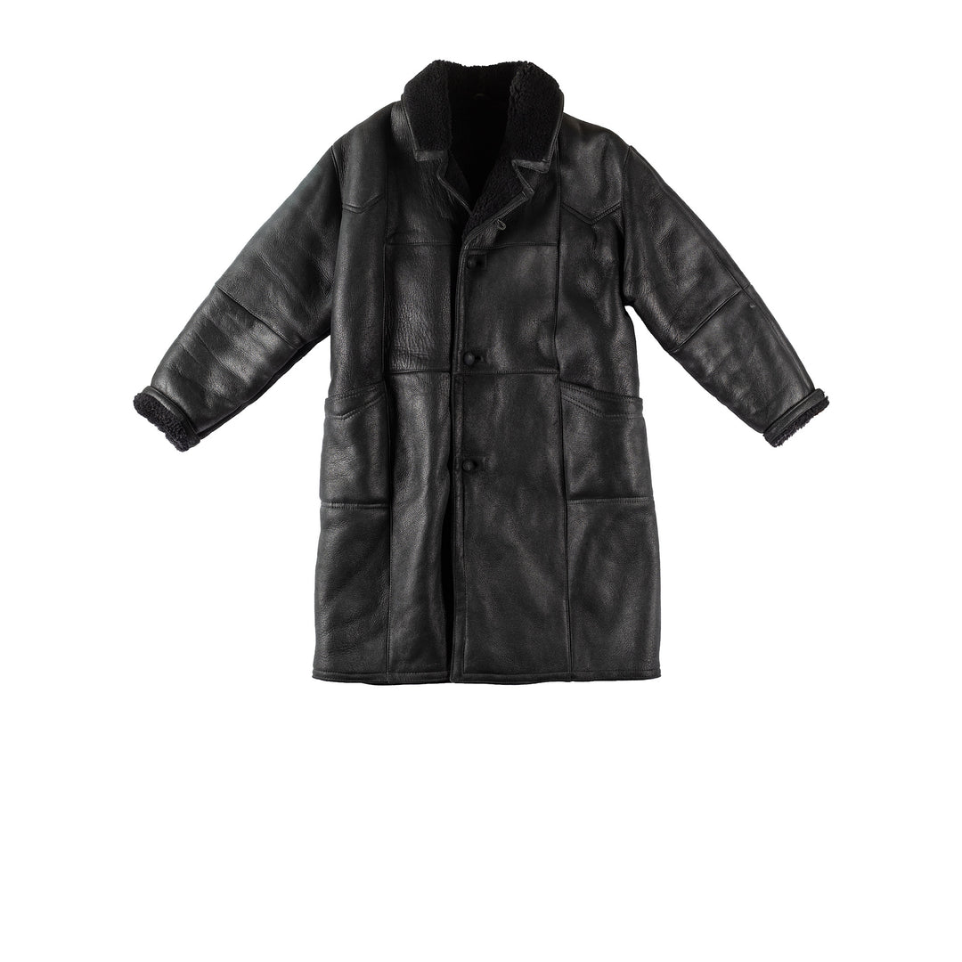 Vintage 90's Men Sheepskin Coat in BlackVN311