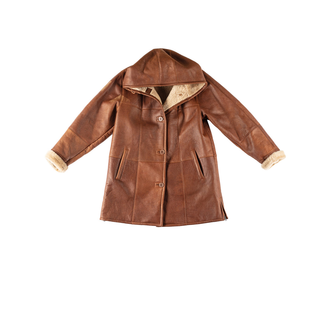 Vintage 80's Women Sheepskin Coat in BrownMN375