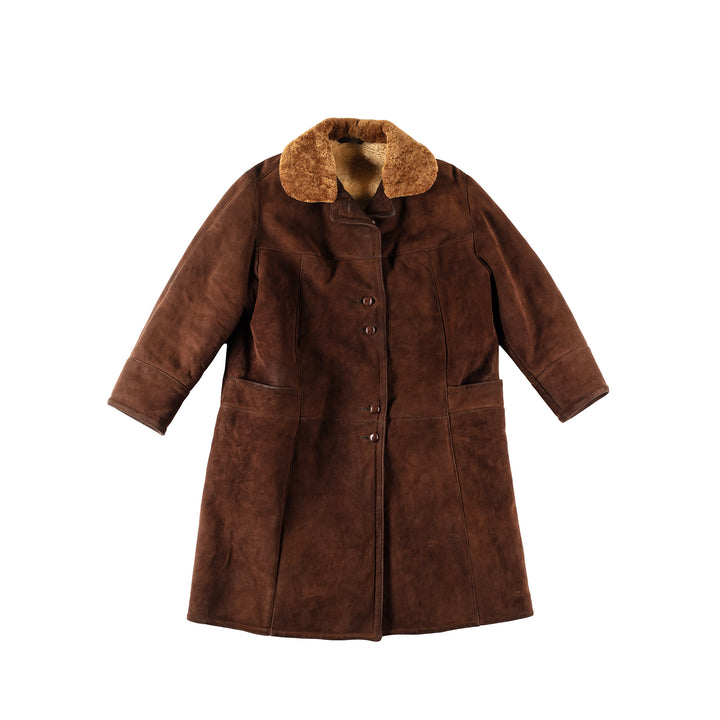 Vintage 80's Women Sheepskin Coat in BrownMN267