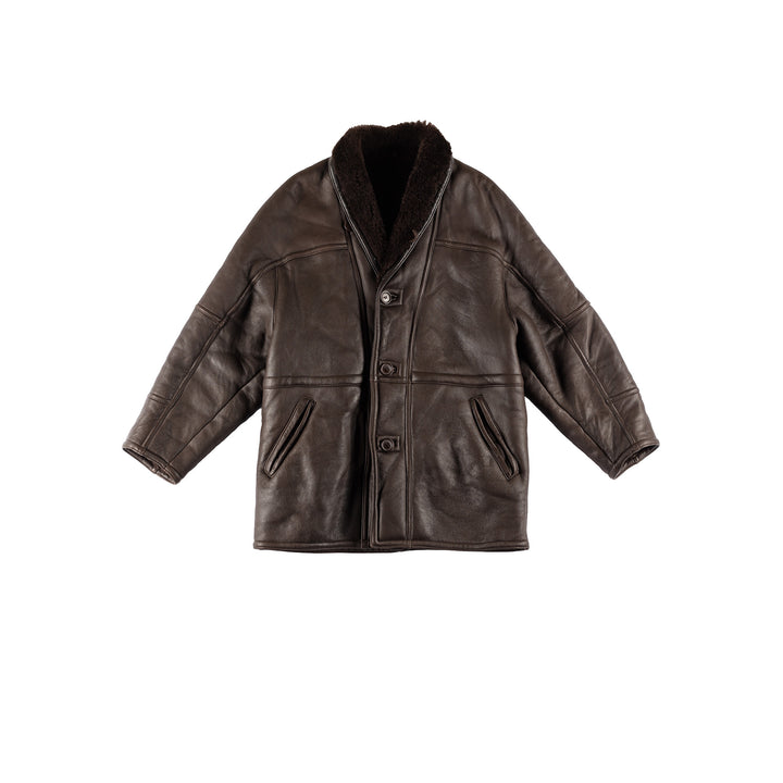 Vintage 80's Men Sheepskin Coat in BrownVN732