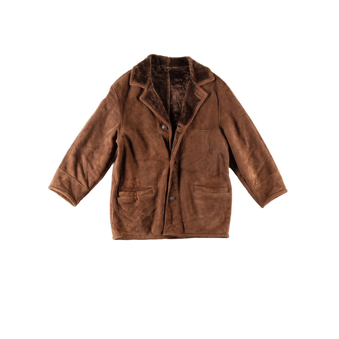 Vintage 80's Men Sheepskin Coat in BrownVN647