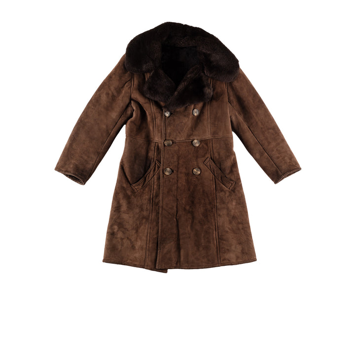 Vintage 70's Men Sheepskin Coat in BrownVN634