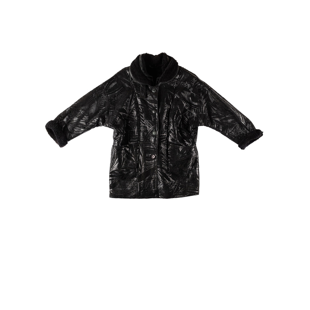Vintage 80's Women Sheepskin Coat in BlackMN516