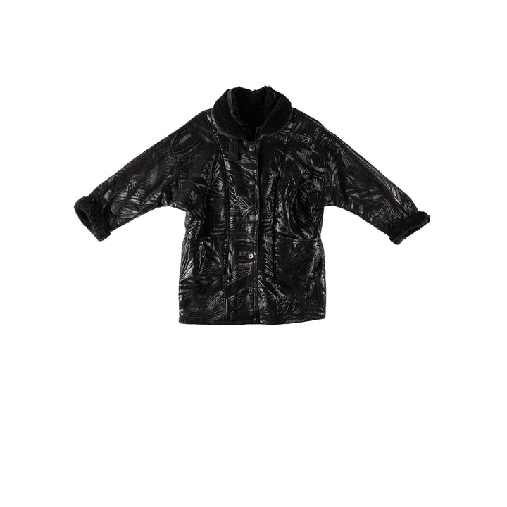 Vintage 80's Women Sheepskin Coat in BlackMN516