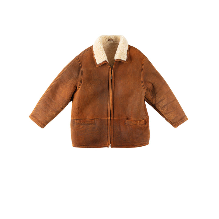 Vintage 90's Men Sheepskin Coat in BrownVN274
