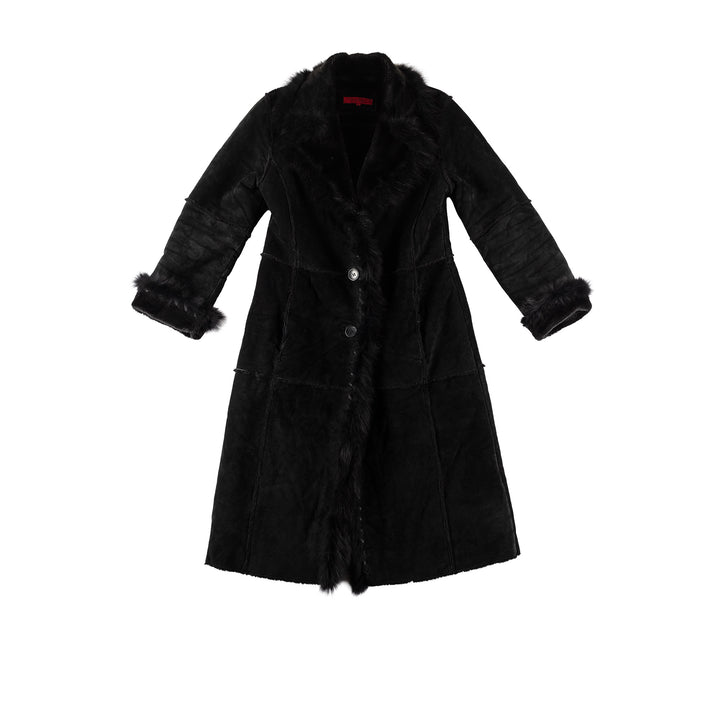 Vintage 70's Women Faux Sheepskin Coat in BlackMN637