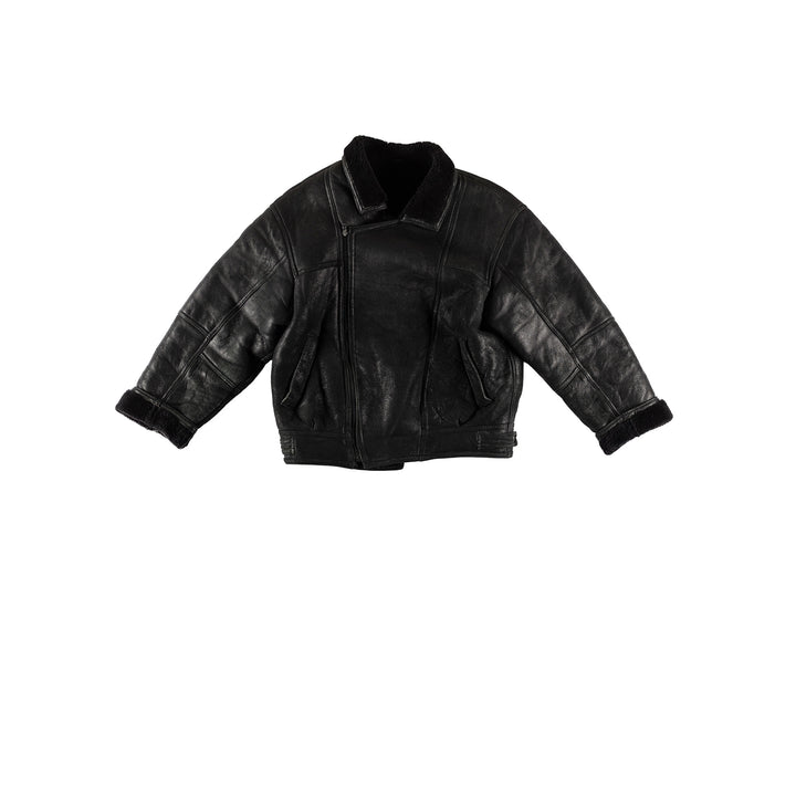 Vintage 80's Men Sheepskin Jacket in BlackVN621
