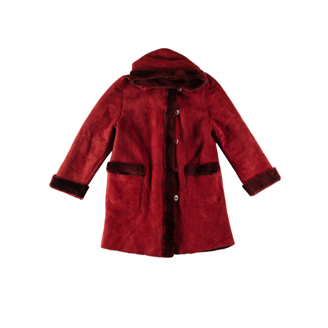Vintage 80's Women Sheepskin Coat in RedMN713