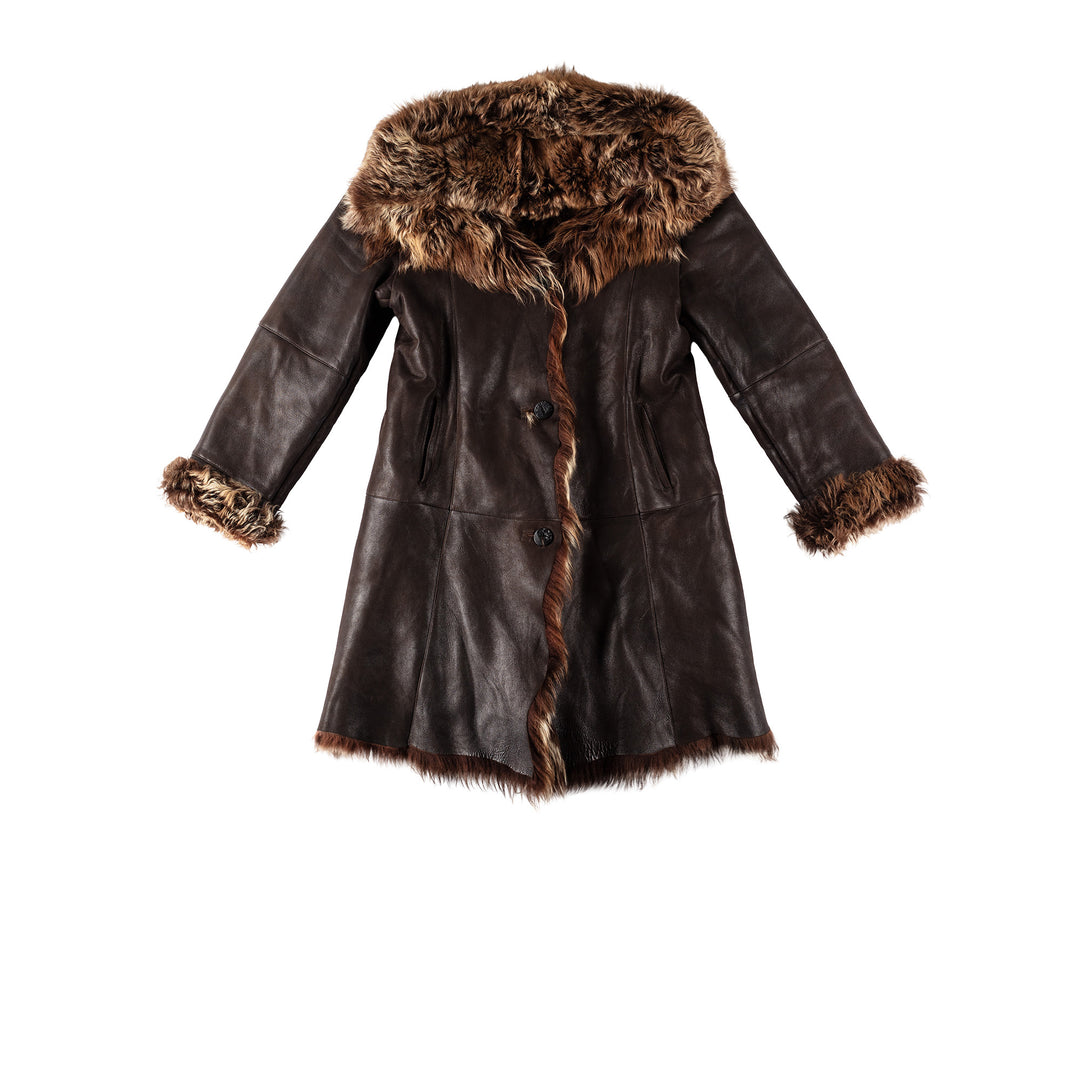Vintage 70's Women Sheepskin Coat in BrownMN558