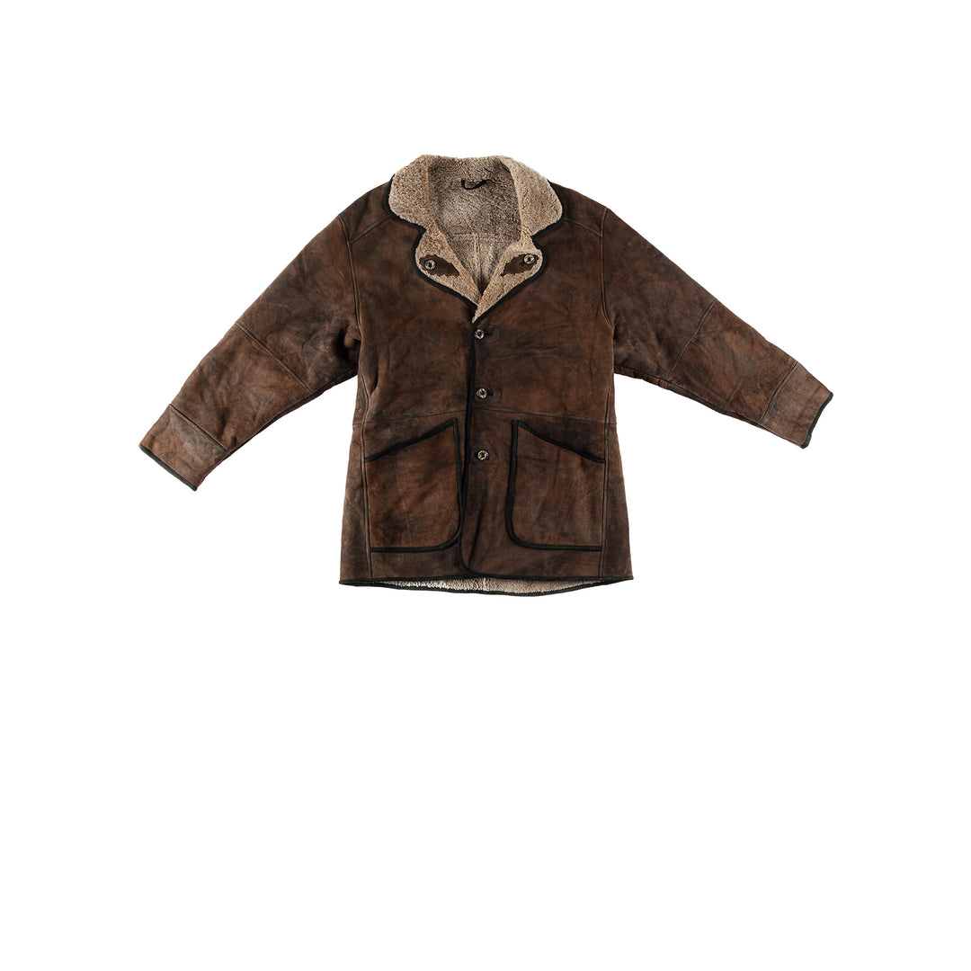 Vintage 80's Men Sheepskin Coat in BrownVN605