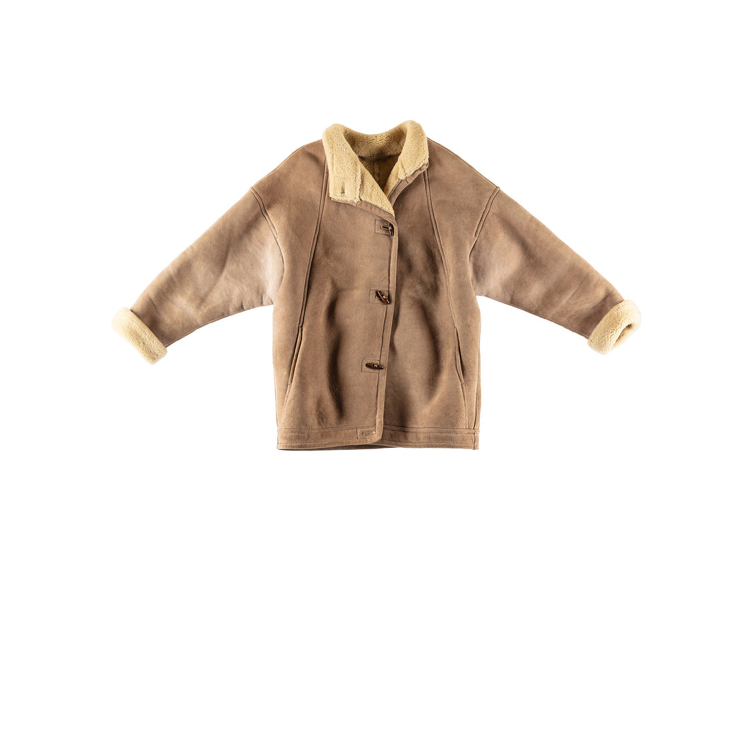 Vintage 80's Women Sheepskin Coat in BrownMN691